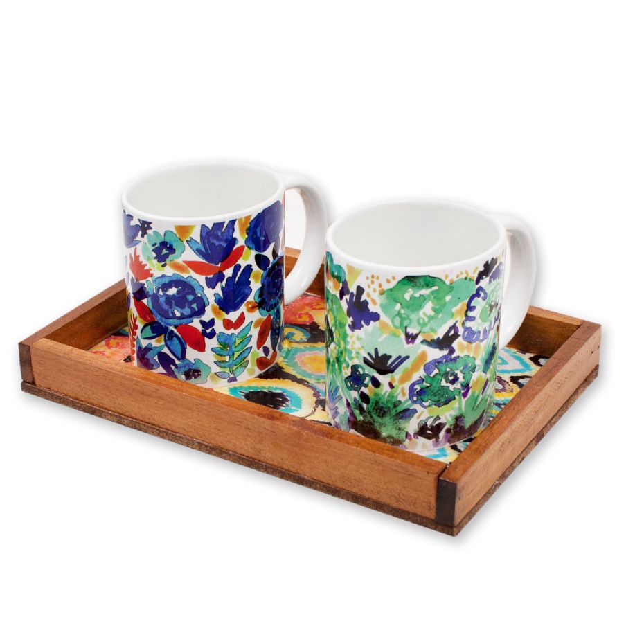 Blue Ikkat Small Rectangle Serving Tray