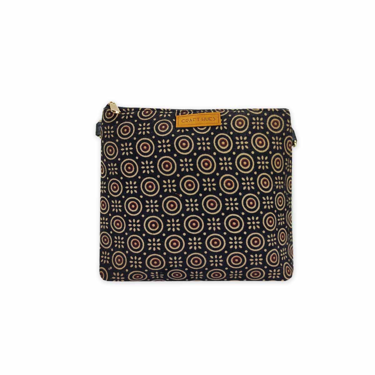 Block-Printed Golden Circle Sling Bag