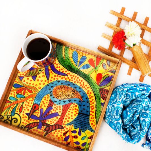 Gond Bird Large Serving Tray