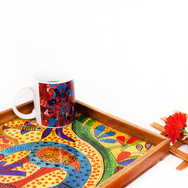 Gond Bird Large Serving Tray