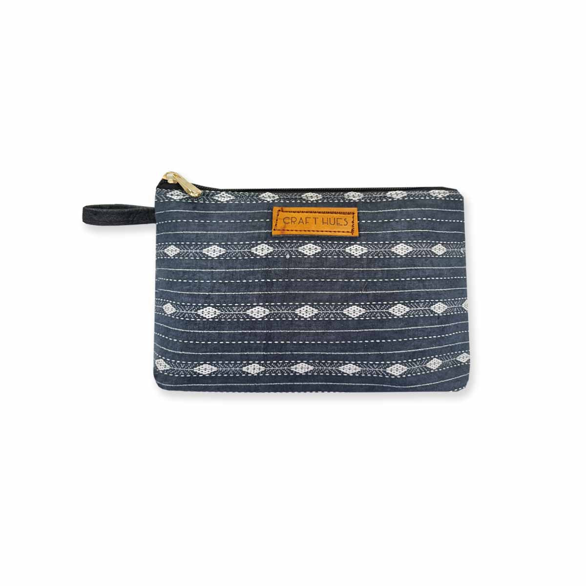 Graceful Grey Ikkat Pouch Bag