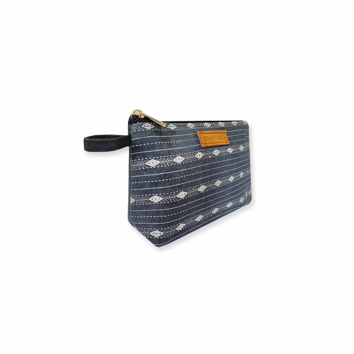 Graceful Grey Ikkat Pouch Bag