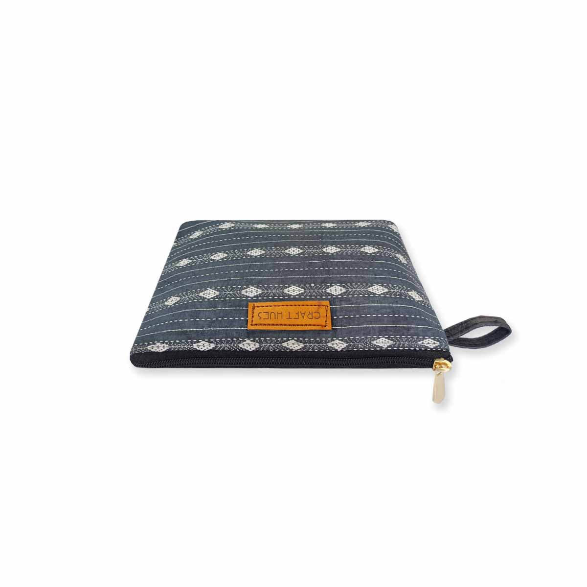 Graceful Grey Ikkat Pouch Bag