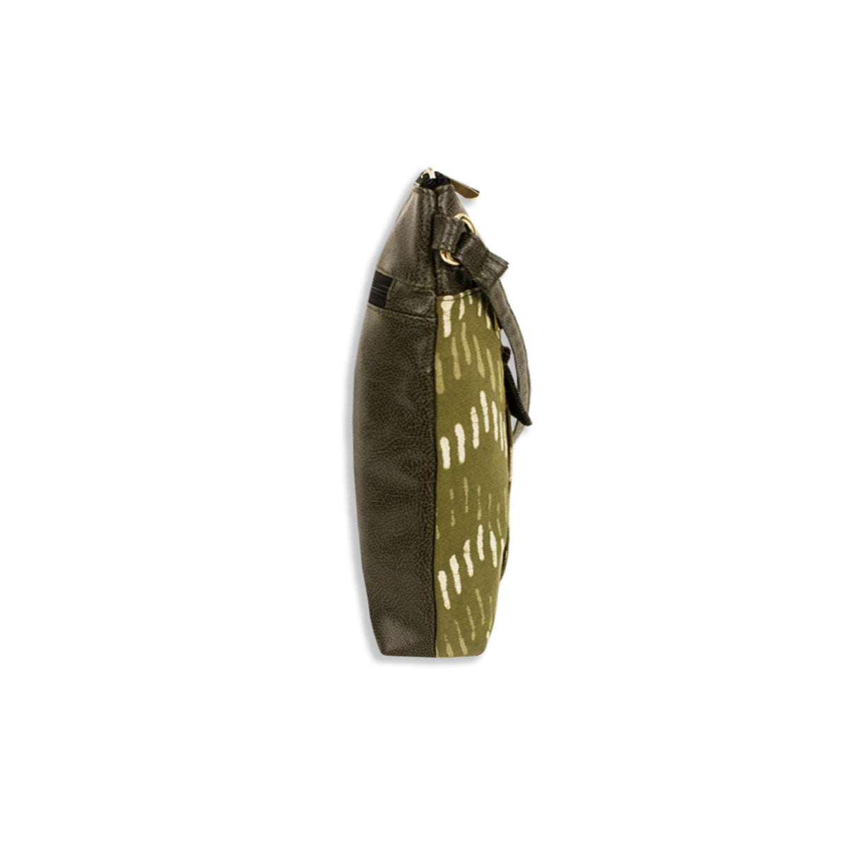 Green Zig-Zag Block Printed Messenger Bag