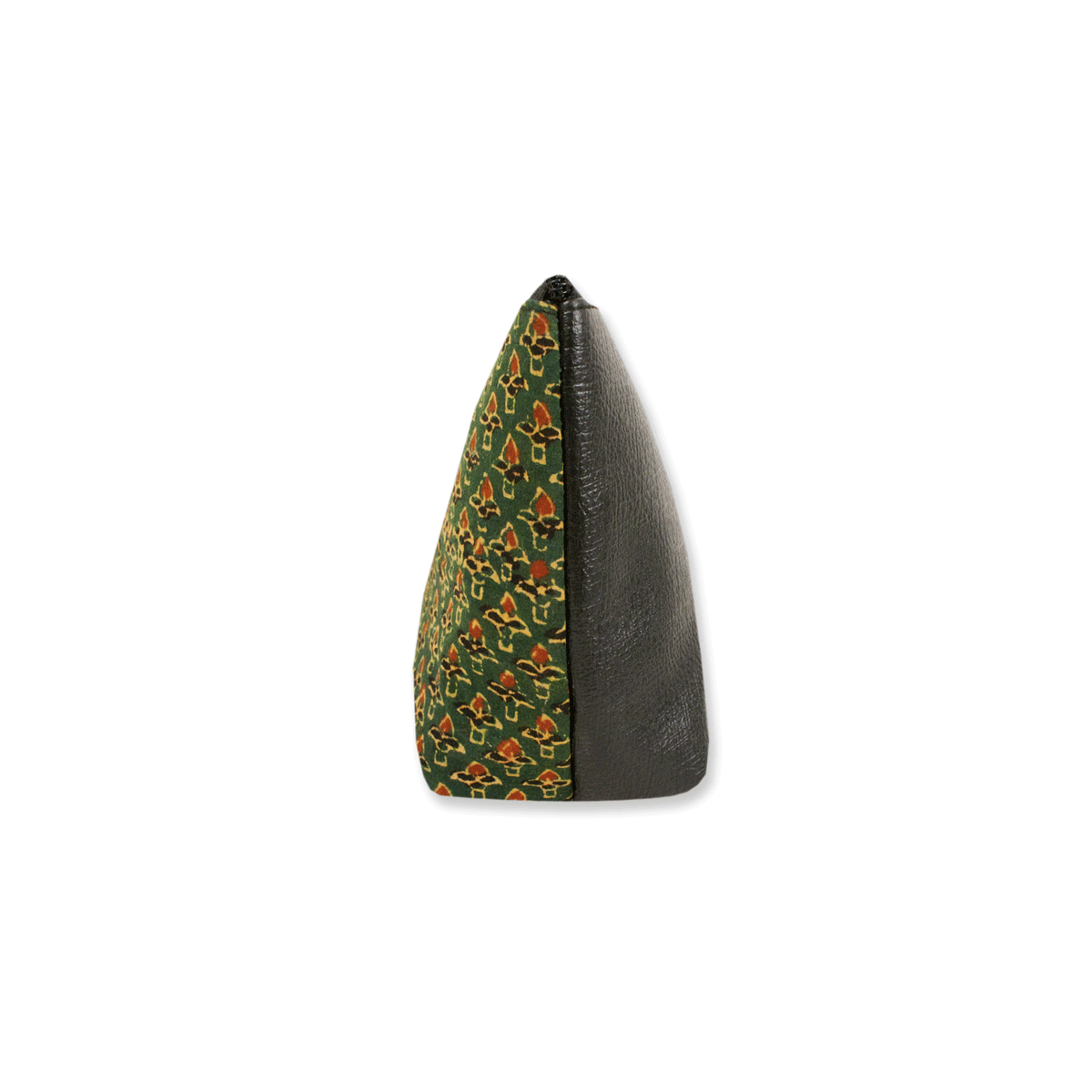 Green Floral Block Printed Pouch