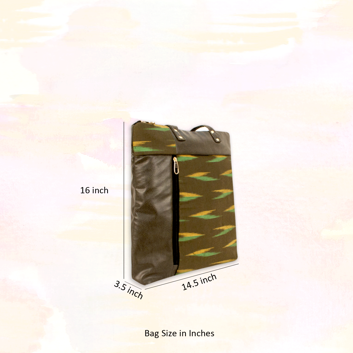 Off-beat Olive Ikat Office Bag