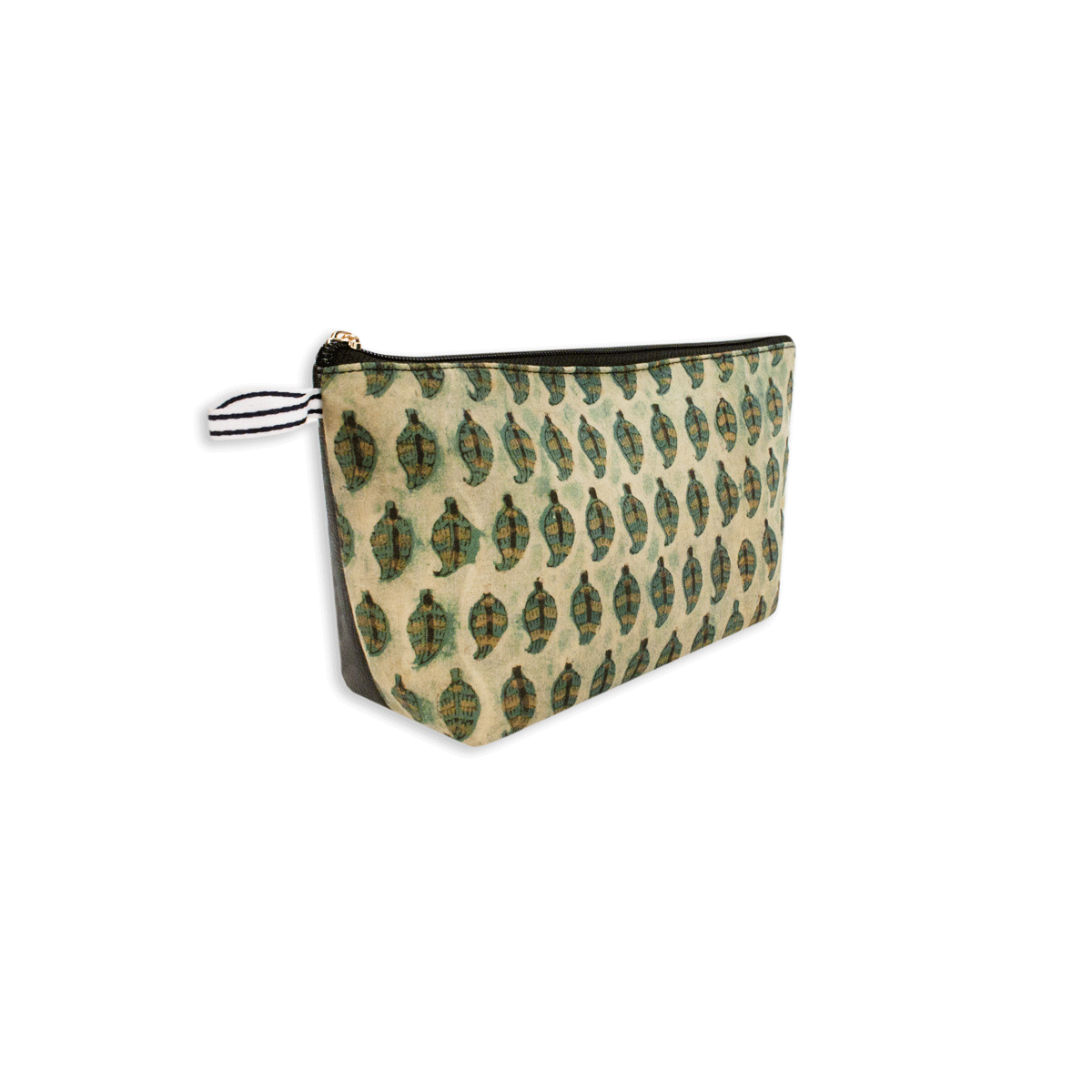Green Leaves Block Printed Pouch