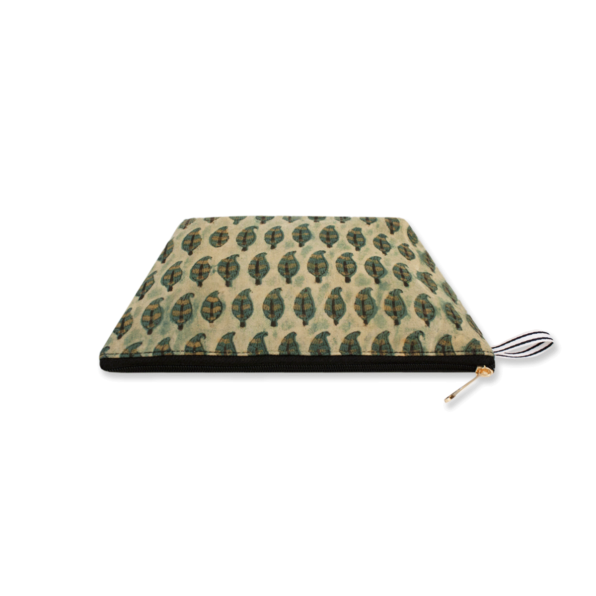 Green Leaves Block Printed Pouch