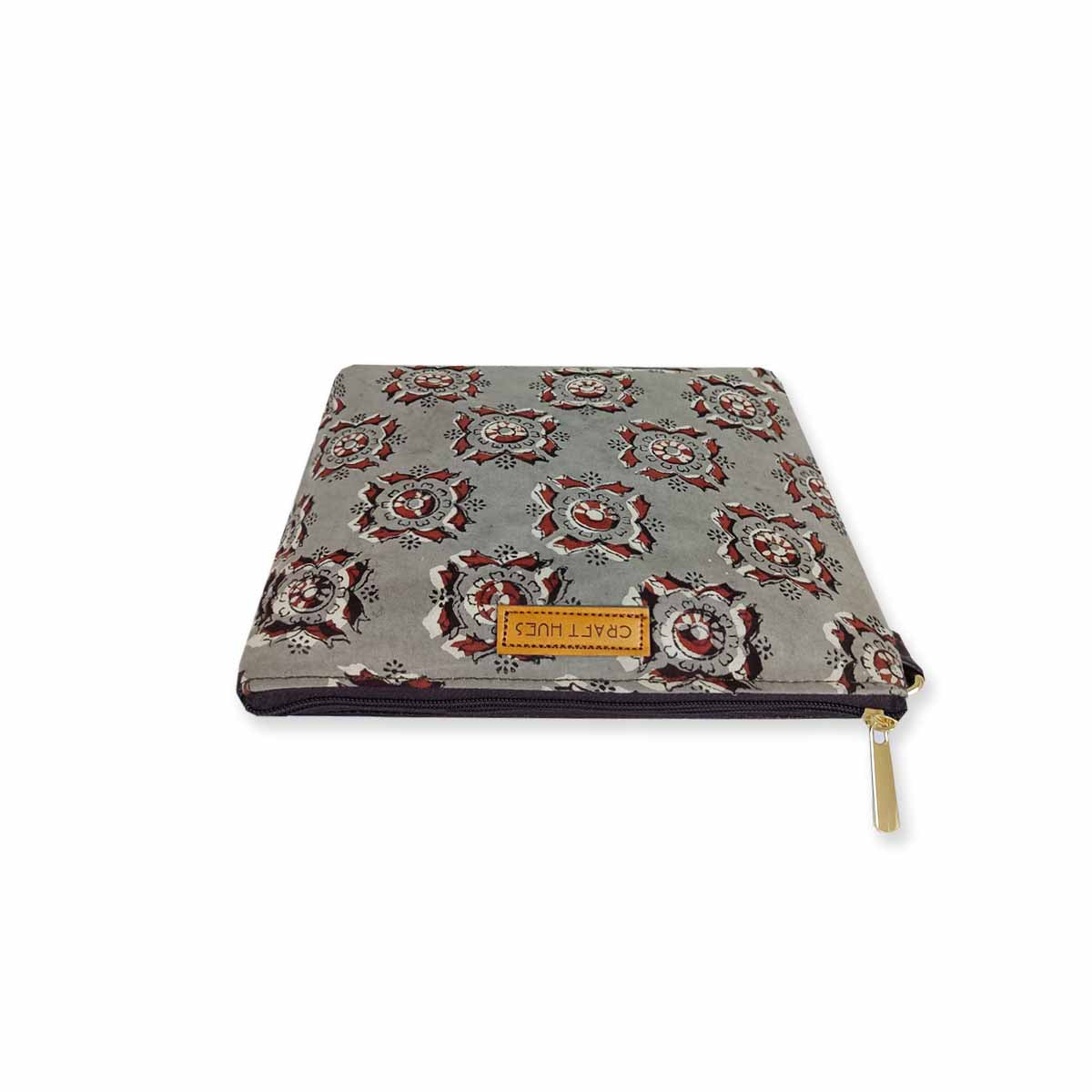 Block-Printed Grey Red Sling Bag