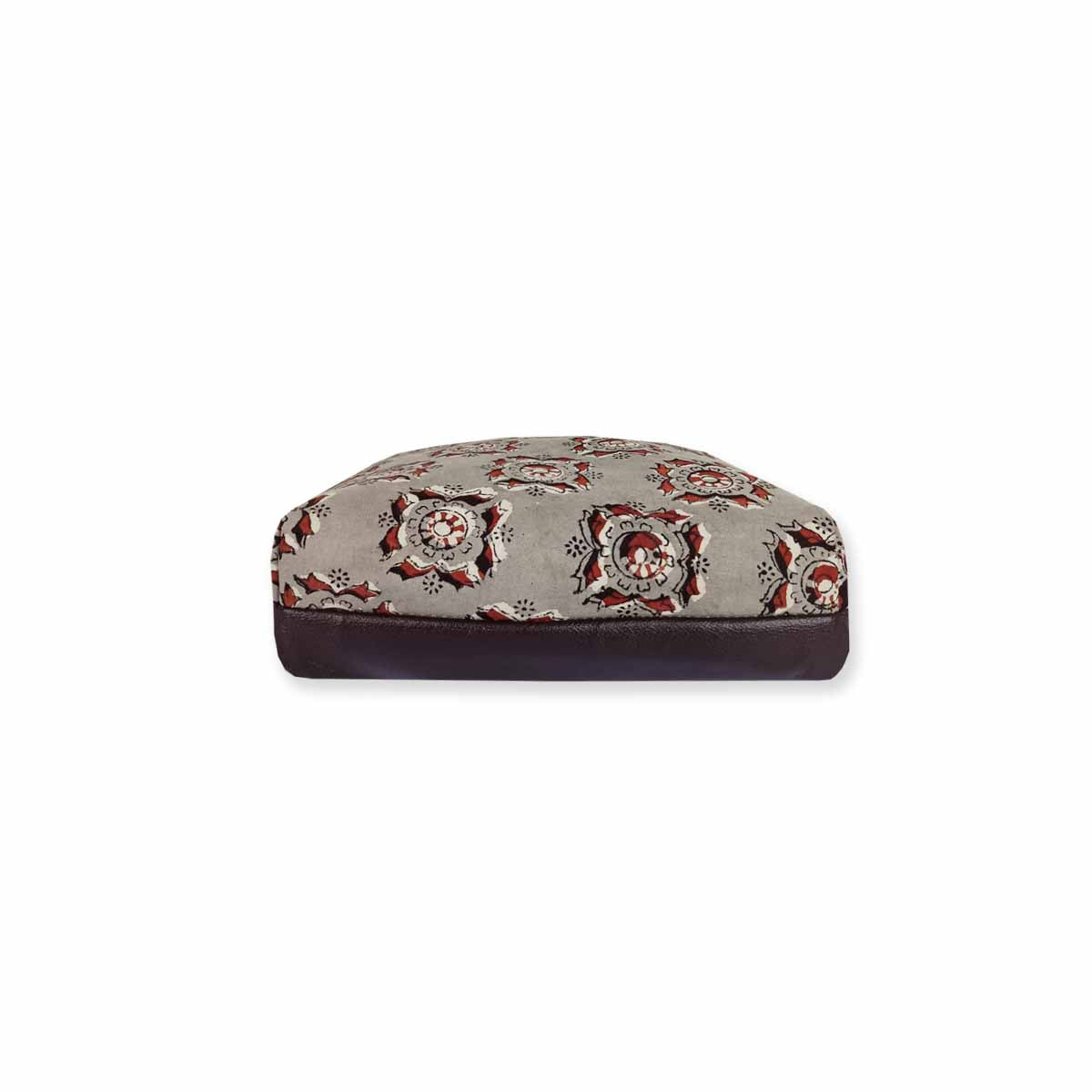 Block-Printed Grey Red Sling Bag