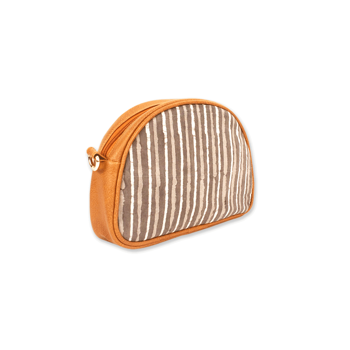 Grey Stripes Block printed Box Sling Bag