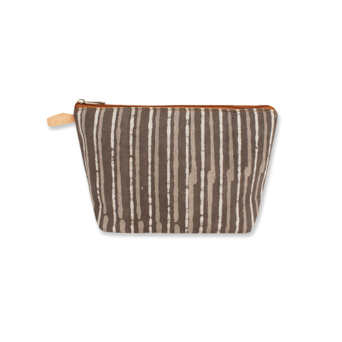 Grey Stripes Block Printed Pouch