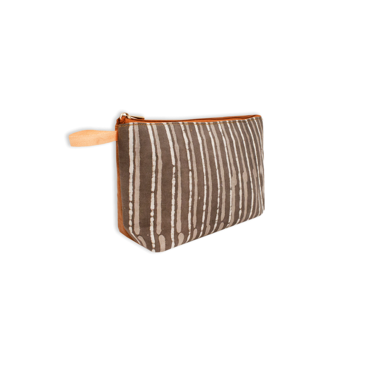 Grey Stripes Block Printed Pouch