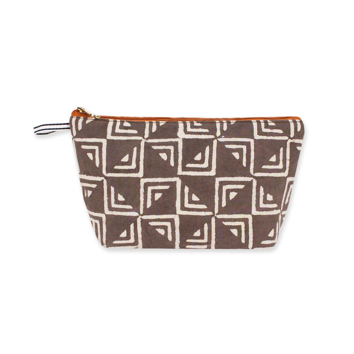 Grey Triangle Block Printed Pouch