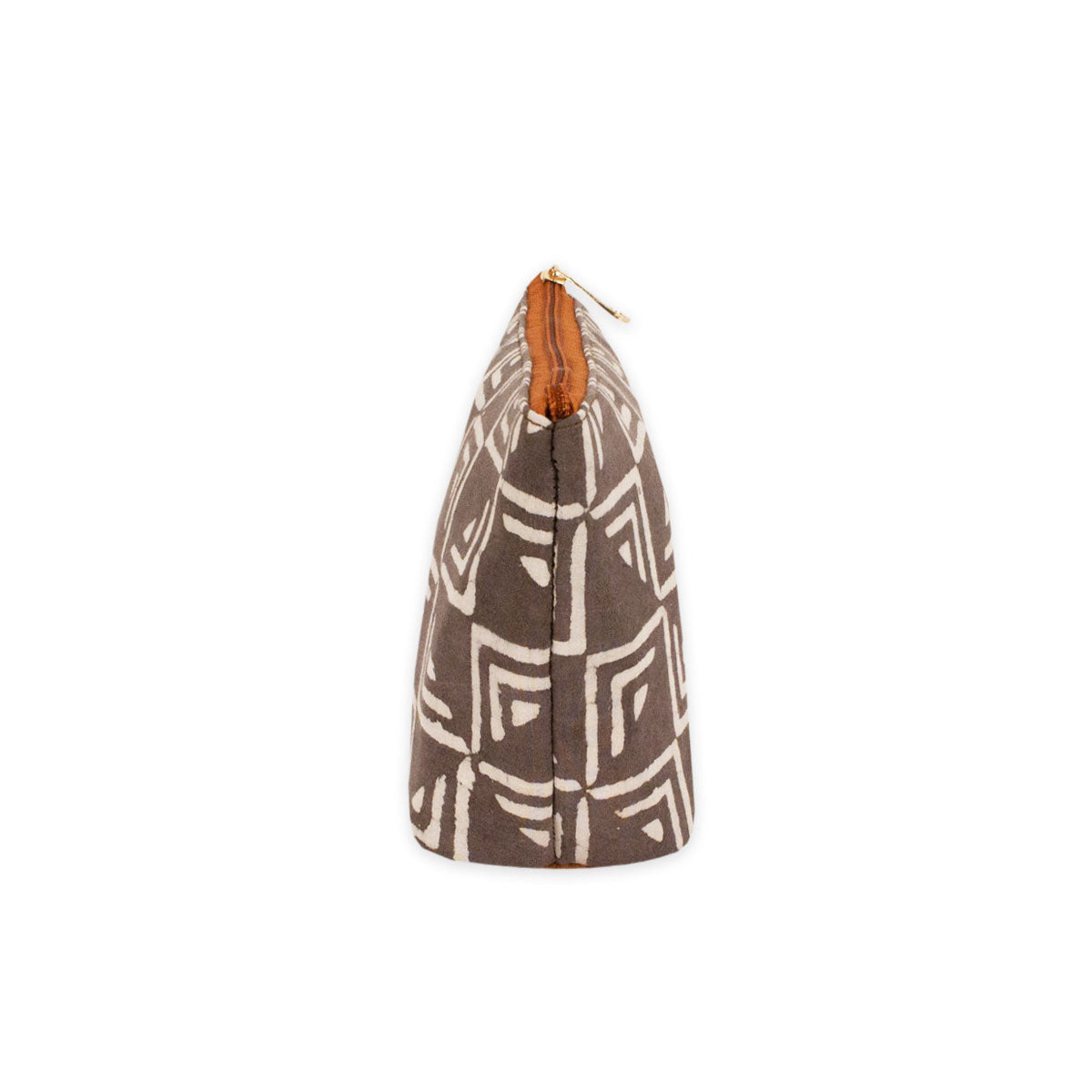 Grey Triangle Block Printed Pouch