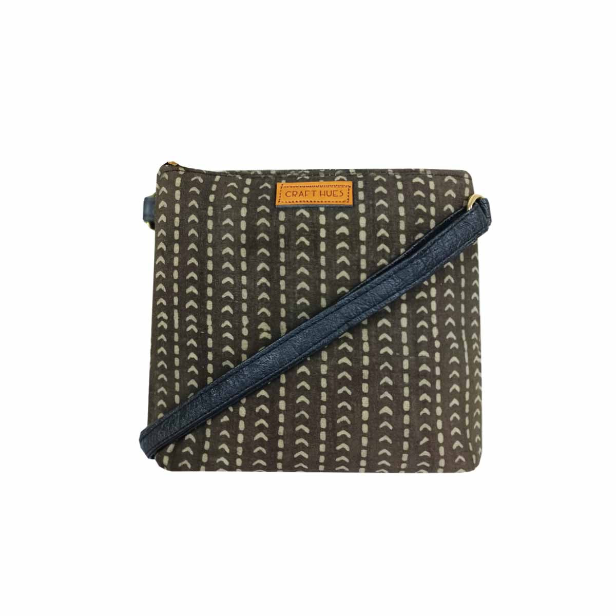 Block-Printed Grey Way Sling Bag