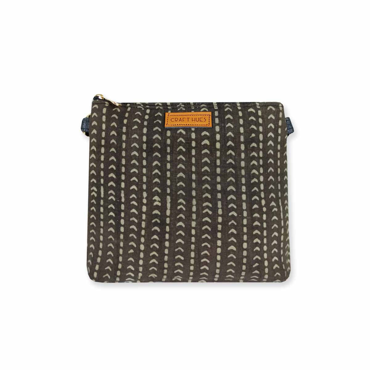 Block-Printed Grey Way Sling Bag