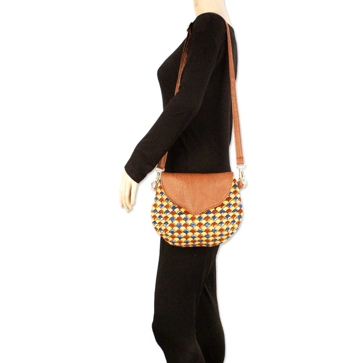 Half-moon Block Printed Sling Bag