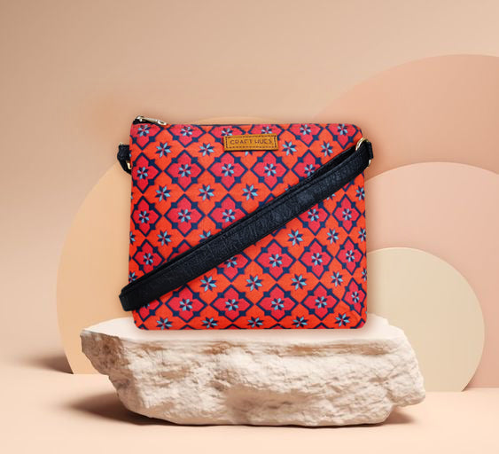 Peach Kites Tiles Sling Bag