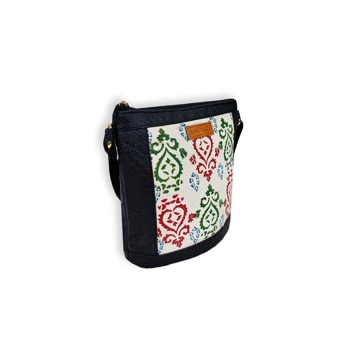Indian Heart Block-Printed Bucket Sling Bag