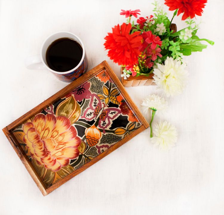 Large Flower Small Rectangle Serving Tray