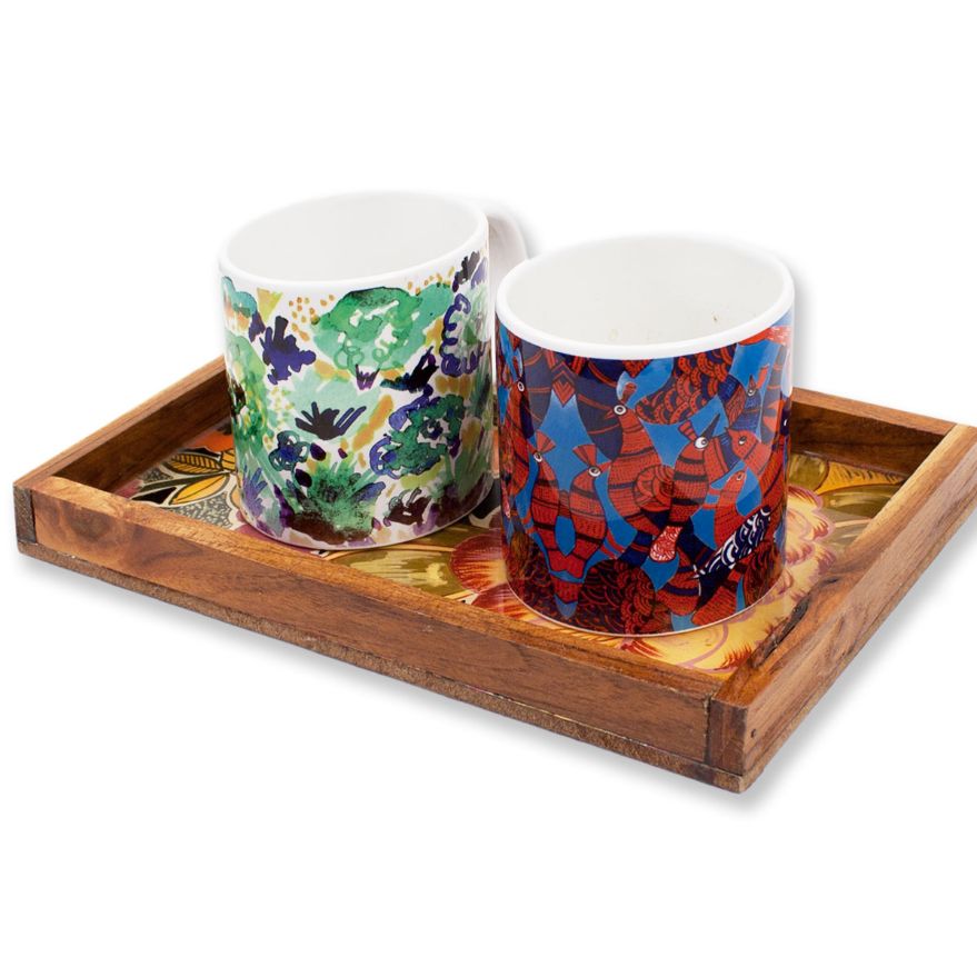 Large Flower Small Rectangle Serving Tray