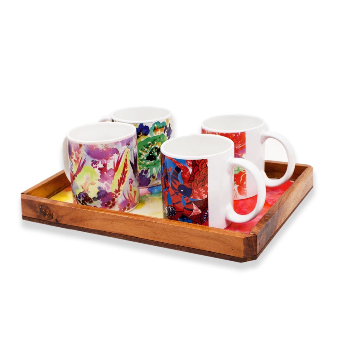 Pink Lotus Rectangle Serving Tray