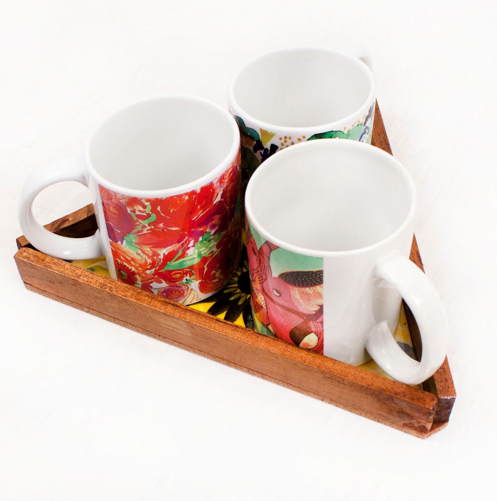 Mandala Floral Triangle Serving Tray
