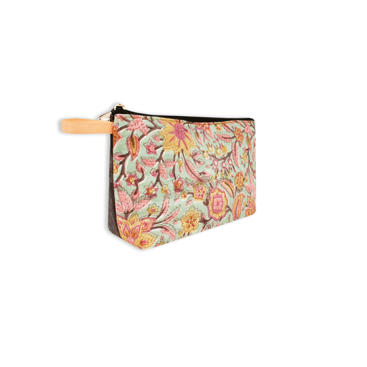 Mint Floral Block Printed Pouch
