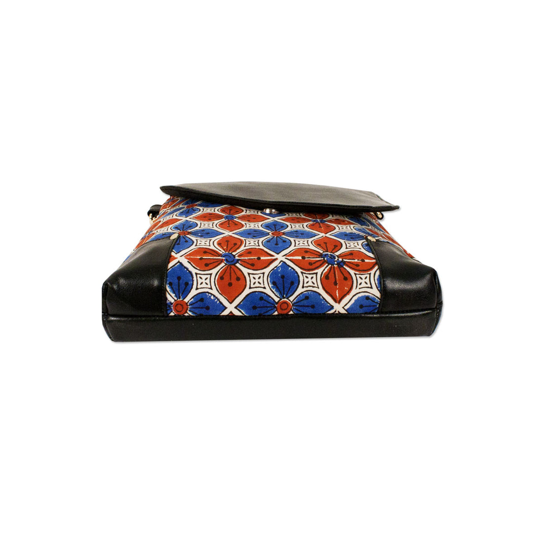 Red Blue Floral Printed Messenger Bag