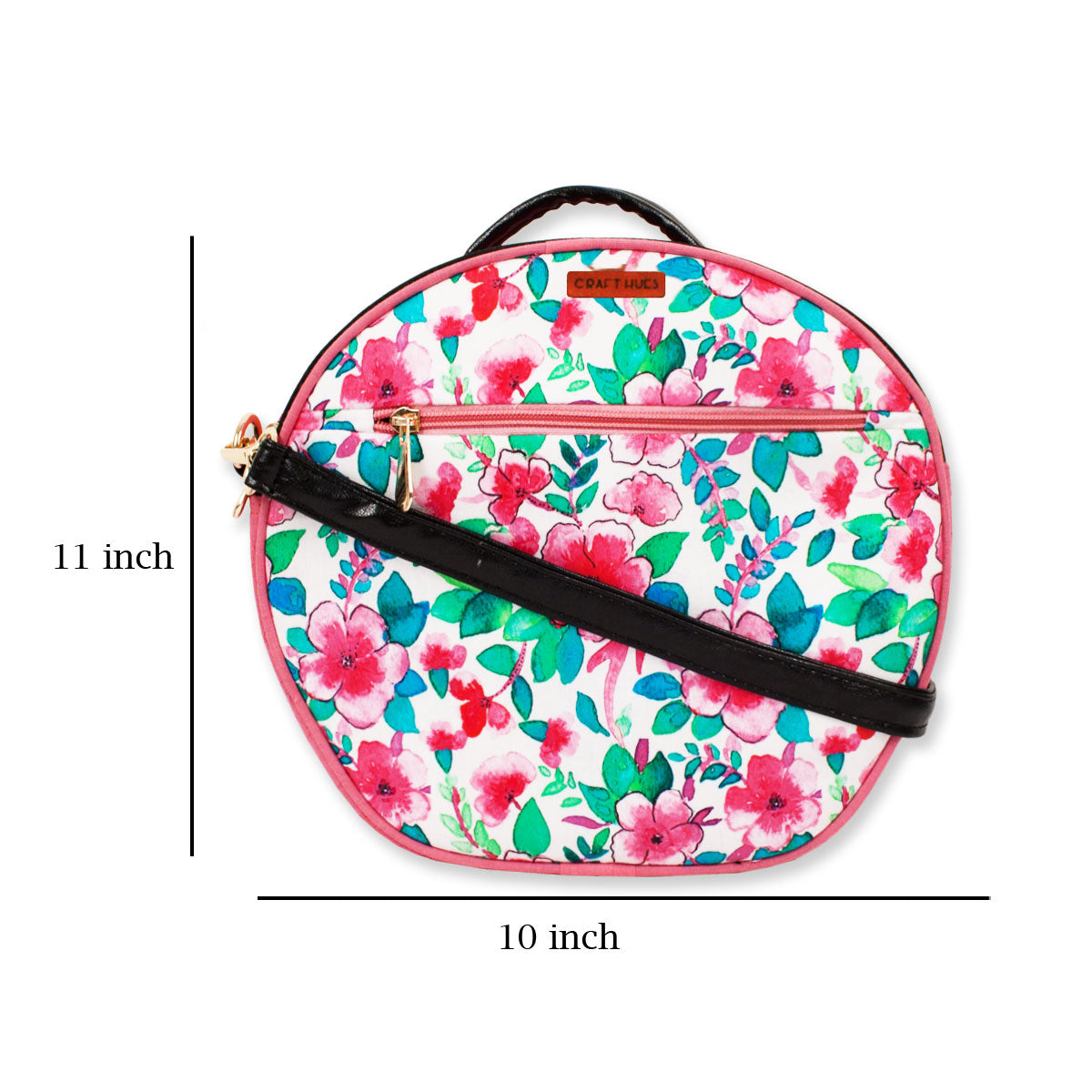 Pink Flower Double Side Print Box Sling Bag