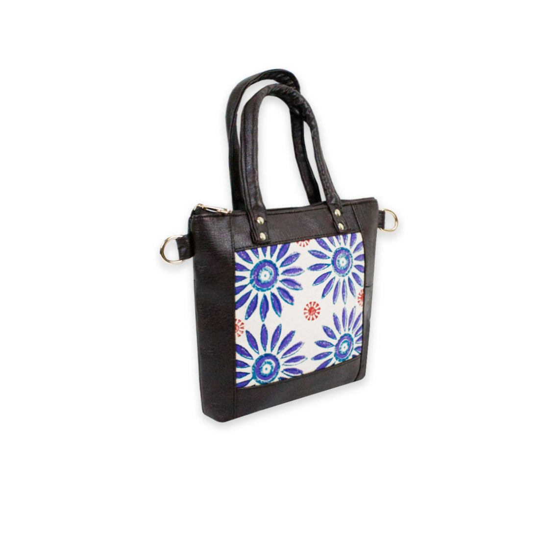 Block-Printed Bloom Handbag with Sling