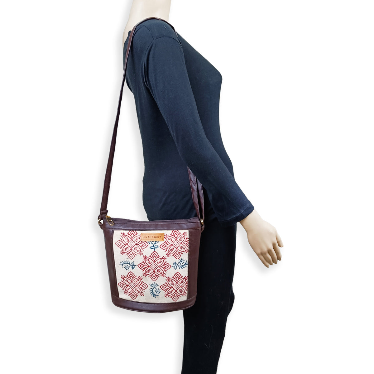 Rangoli Block-Printed Bucket Sling Bag