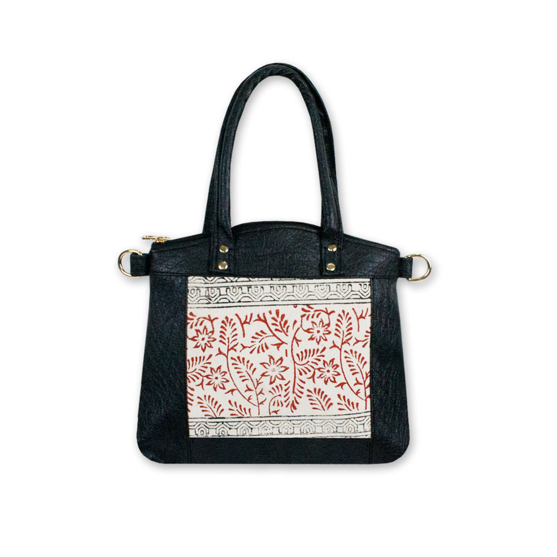 Block-Printed Garden Handbag with Sling