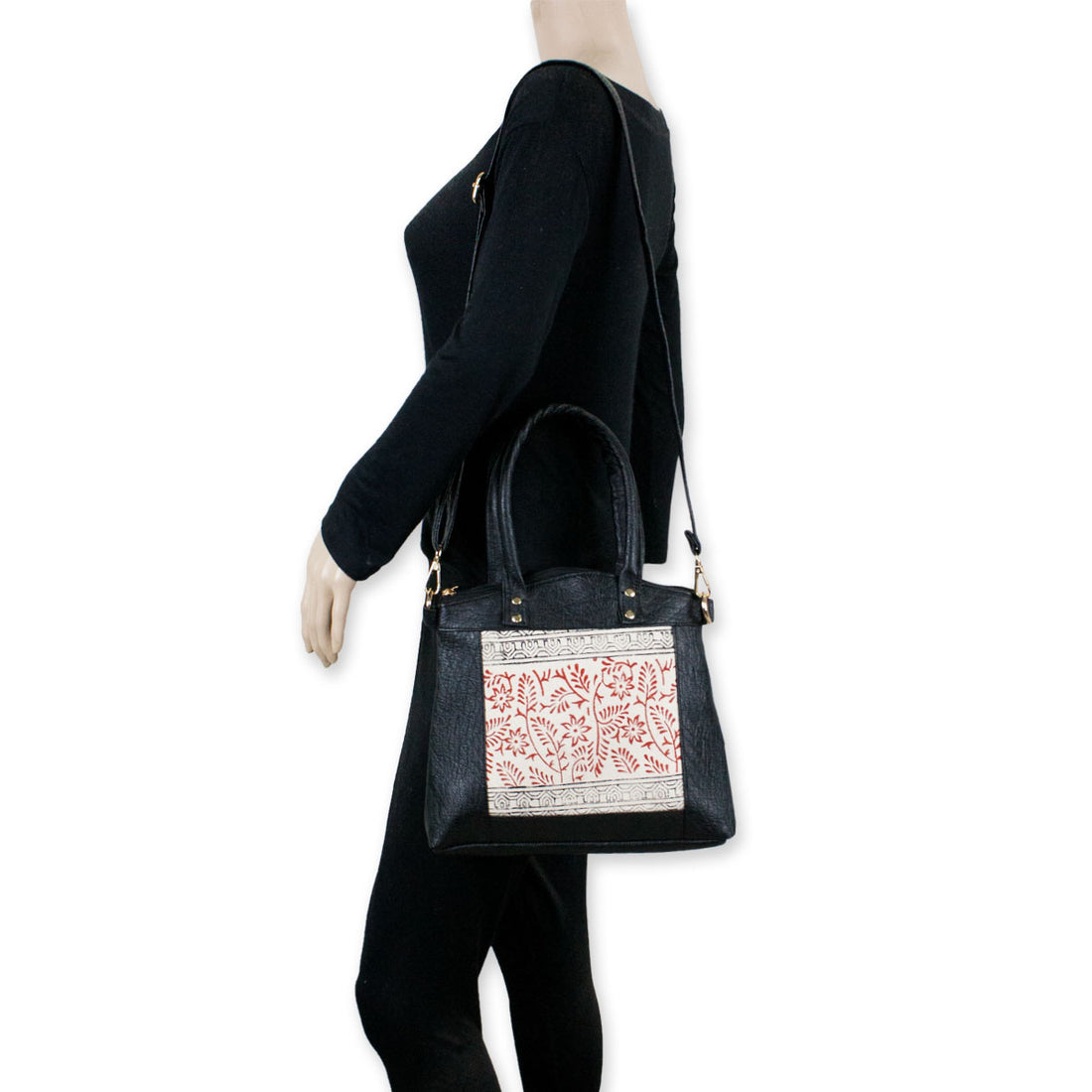 Block-Printed Garden Handbag with Sling