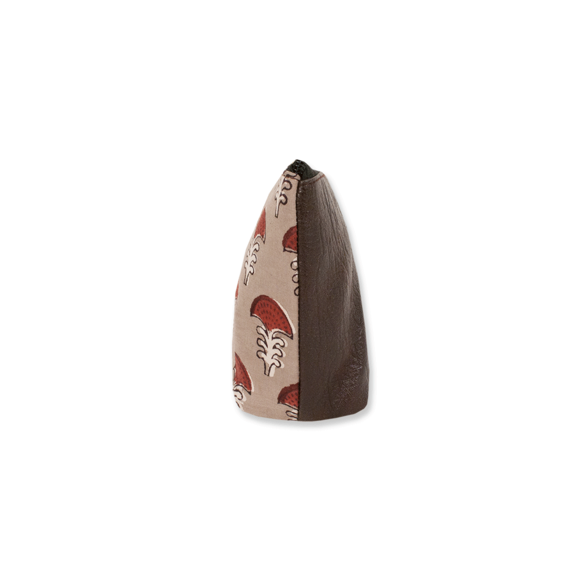 Grey Red Flower Block Printed Pouch