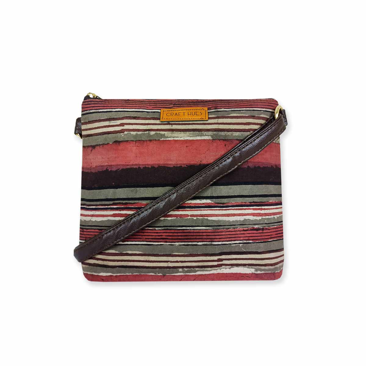 Block-Printed Rustic Road Sling Bag