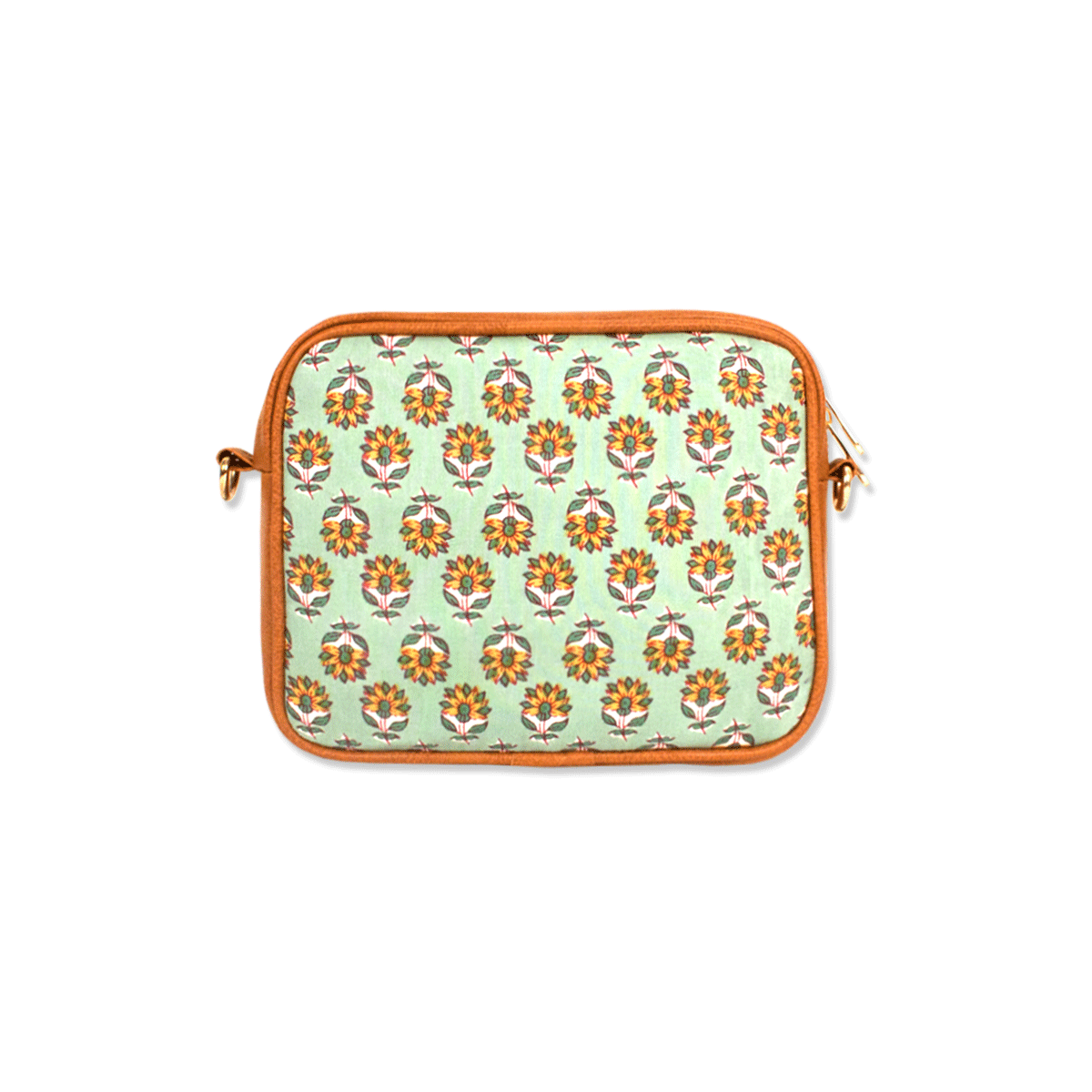 Mint Green Floral Block printed Box Sling Bag