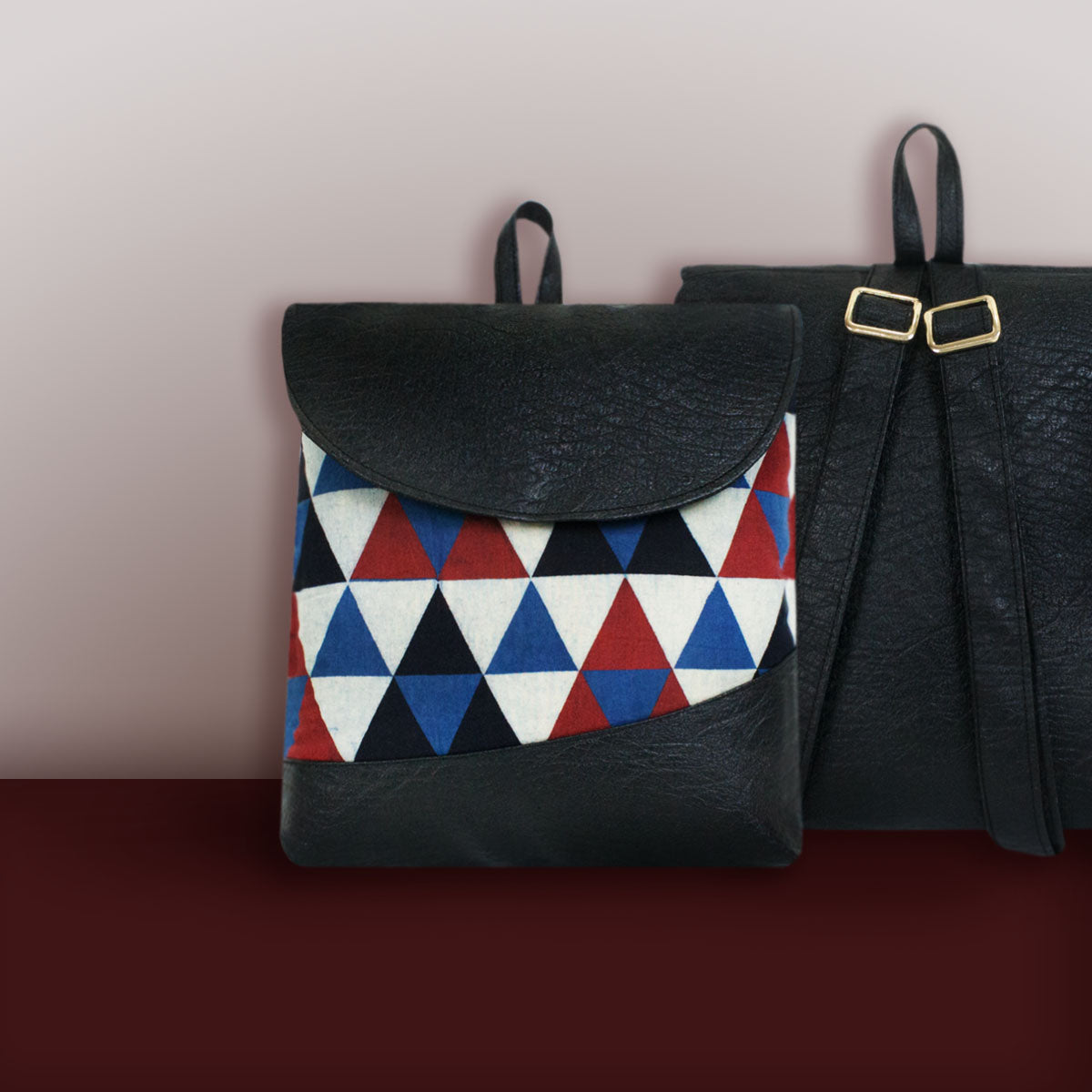 Triangles Block-printed Backpack