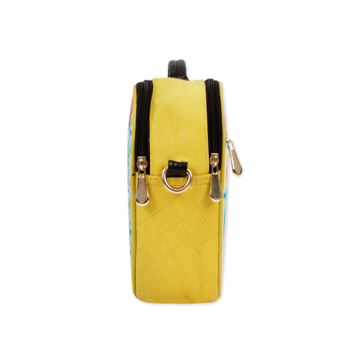 Yellow Flowers Double Side Print Box Sling Bag