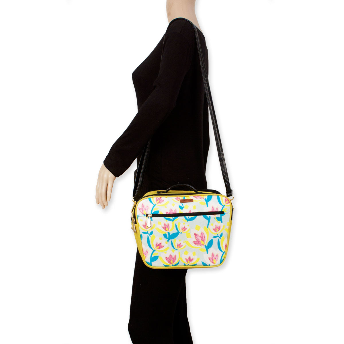 Yellow Flowers Double Side Print Box Sling Bag
