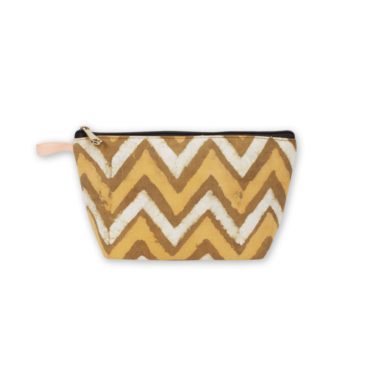 Yellow Zig-Zag Block Printed Pouch