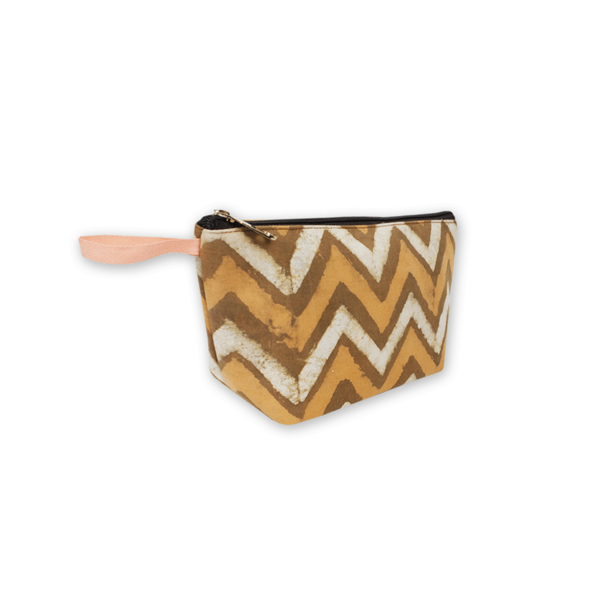 Yellow Zig-Zag Block Printed Pouch
