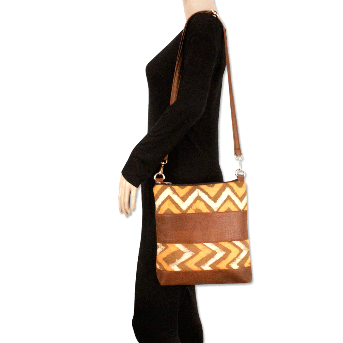 Zig zag Block Printed Sling Bag