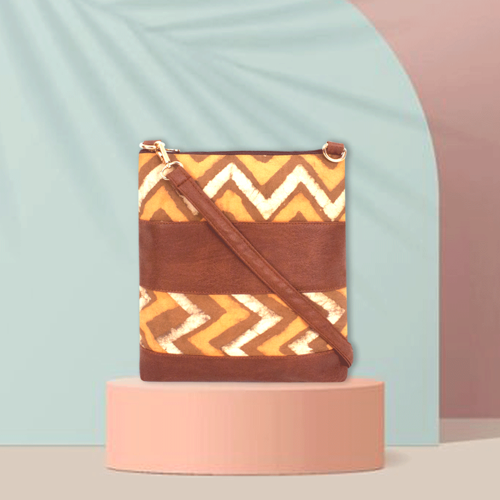 Zig zag Block Printed Sling Bag