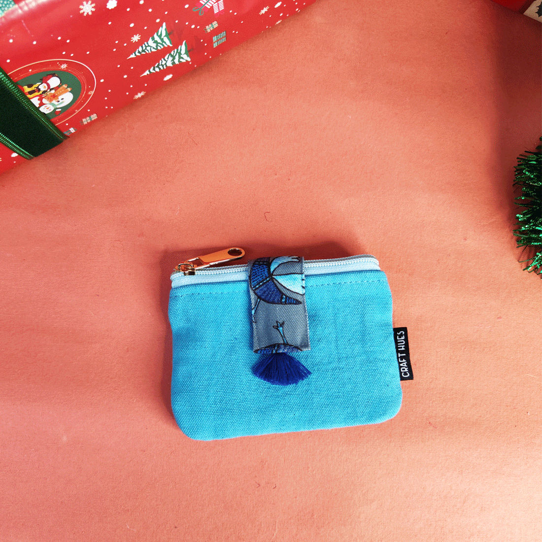 Mobile Sling Bag/Mini Wallet Combo- Gond Blue Bird