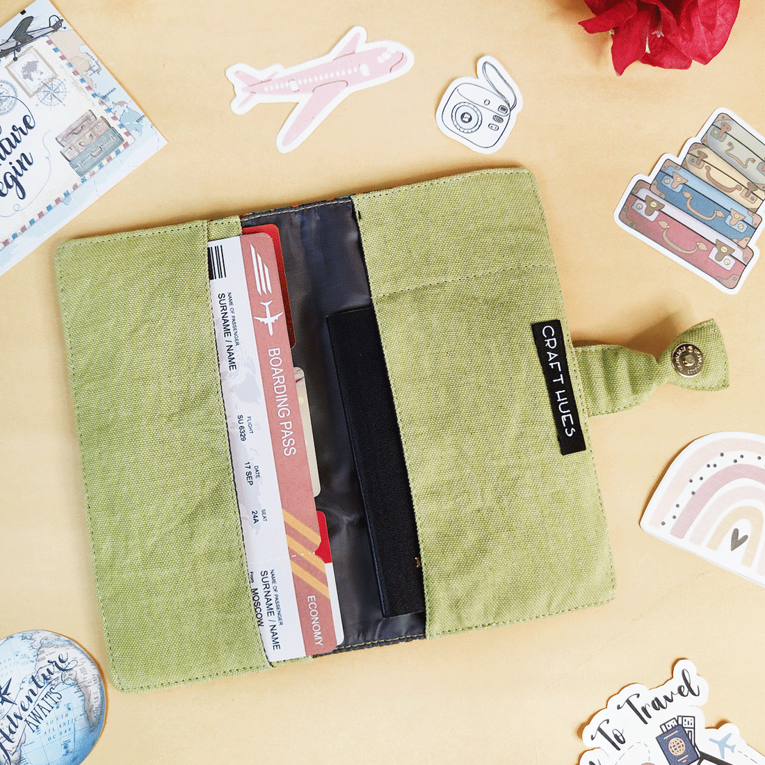 Long Passport Case- Green Knot