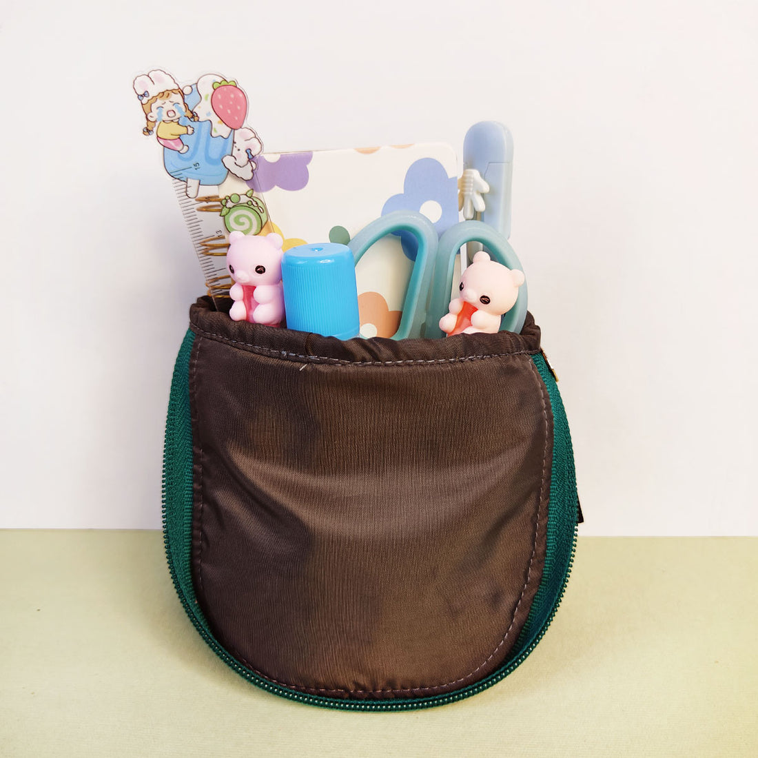 Red-Teal Tile Pencil Pouch