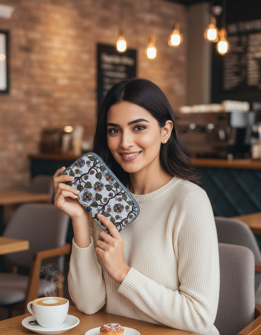 Quilted Slim Wallet- Grey Garden