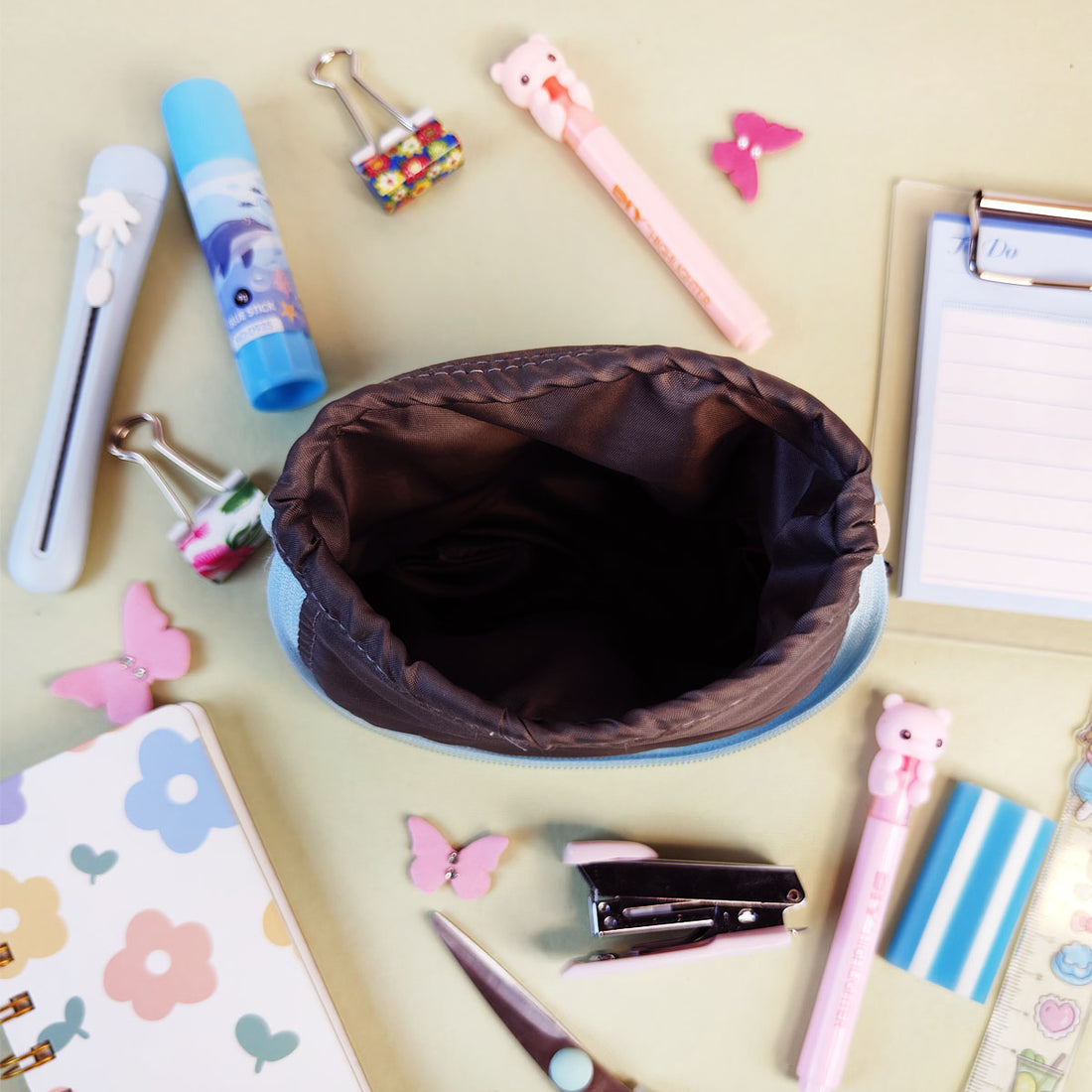 Peach-Purple Tile Pencil Pouch Combo
